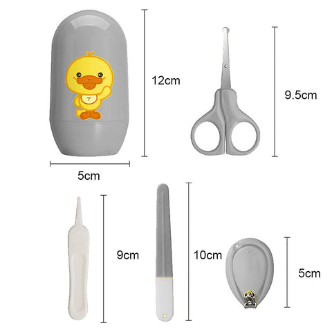 Grey 4Pcs/Set Baby Nail Care Cute Cartoon Manicure Kit BCP1006B