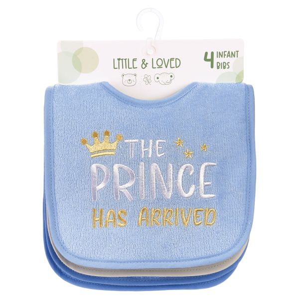 LL Prince Has Arrived Pack of 4 Towel Bibs BB2022C