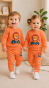 Orange Lion Design Baby sweatshirt & Trouser Set - Soft Fleece Stuff, Machine Washable - Perfect for Winter, Perfect for Outdoor TS6419O