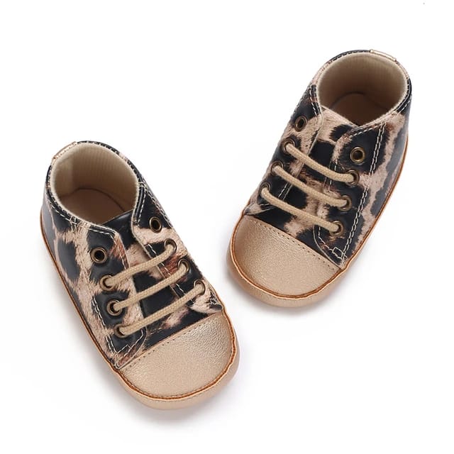 Golden Leopard Print Rubber Sole Shoes SH7063