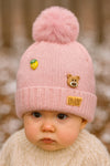 Pink Baby Knitted Warm Winter Wool Cap (6 Months -3 Years) CP5081C