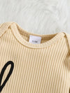 Baby Outdoor Printed Long Sleeve Ribbed Cotton Body Suit with Open Crotch + Hat and Gloves BS6137G