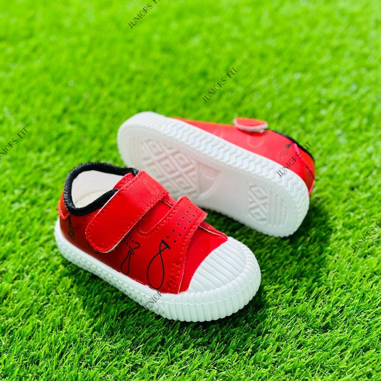 Red & White Double Strap Shoes SH7038A