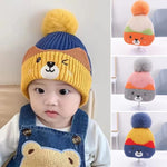 Yellow Baby Winter Cute Pompom Bear Knitted Woolen Warm Cap CP5075B