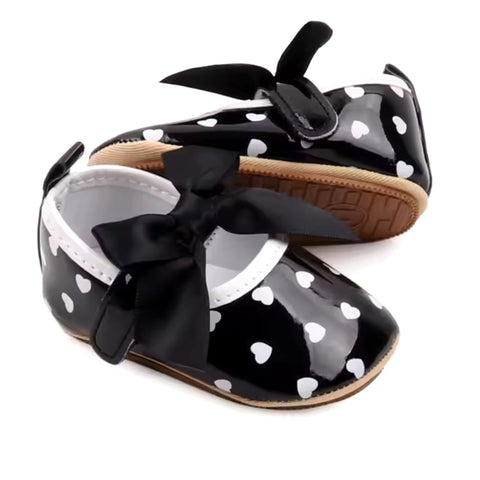 Black with White Dots Baby Girls Shoes SH7146B