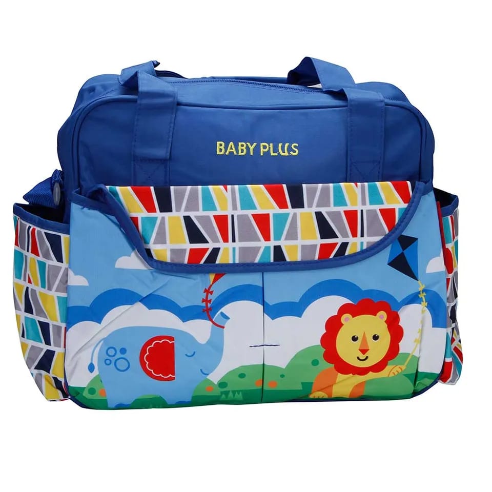 Navy Blue Baby Sky Lion Printed - Diaper Bag with Front Pocket Diaper Travel Bag BG5528A