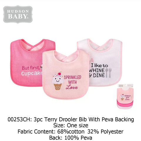 HB Sprinkled with Love Pack of 3 Terry Drooler Bibs BB2028