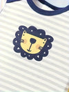 5pcs Baby Boys Cartoon Lion And Stripe Pattern Jumpsuits, Short Sleeves 100% Cotton Comfortable Summer Bodysuits, For Outdoor BS6098I
