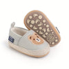 Gray Adorable Cartoon Bear Embroidered Baby Boy Walking Shoes SH7163B