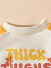 Baby's "Thick Tights Pumpkin Pies" Thanksgiving Letter Print Raglan Long Sleeve Romper, Toddler & Infant Girl's Body suit BS6138B