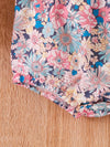2pcs Baby Girl Summer Outfit Set, Sleeveless Floral Patchwork Bodysuit with Matching Bow Headband BS6101E
