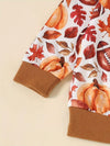Harvest Season Thanksgiving Pumpkin Full Body Print Sweatshirt Plus Boys Solid Color Pocket Trousers Bag Two Piece Set TS6147E