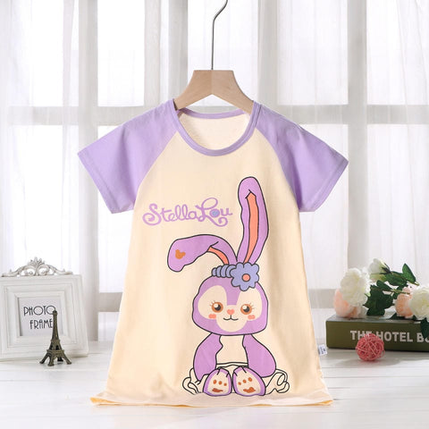 JF Purple Color Girls' nightdress Cotton Korean version T-Shirt TP6060D