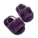 Purple Back Stripes Heart Fur Slippers SLP8002D