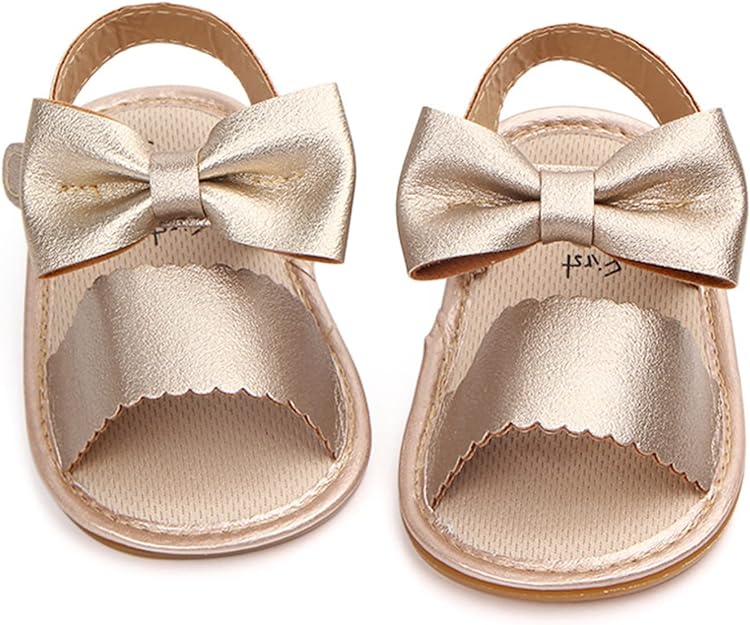 Golden Color Fashion Cute Leather Bow Princess Sandals SDL7515A