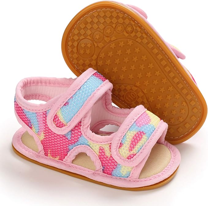 Pink & Yellow Camouflage Summer Cool Sandals SDL7534B