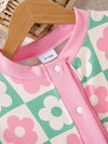 2pcs, Baby Girl Flower Plaid Random Print Long Sleeve Cardigan Top + Flower Random Print, Suitable for Daily/Holiday/Party/Gift, for Outdoor FD6149A