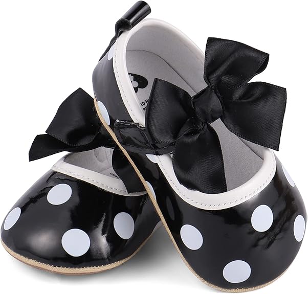 Black with White Dots Baby Girls Shoes SH7146B