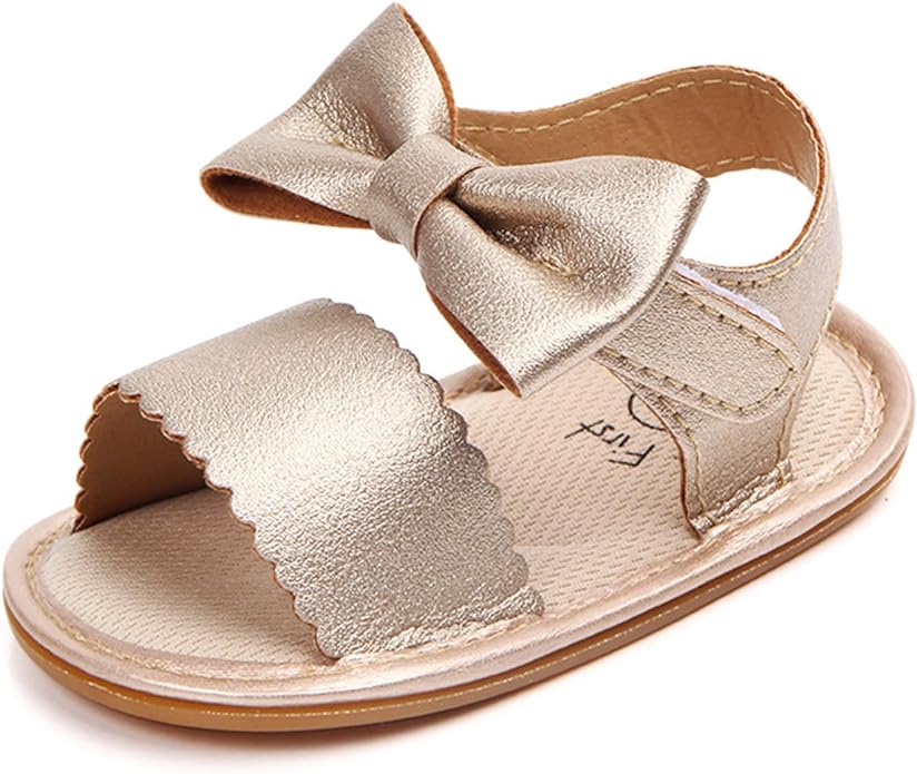 Golden Color Fashion Cute Leather Bow Princess Sandals SDL7515A