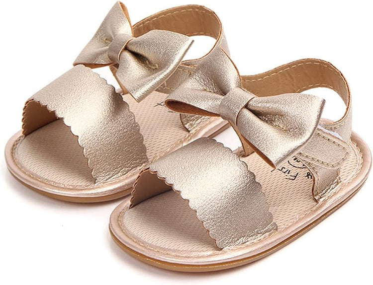 Golden Color Fashion Cute Leather Bow Princess Sandals SDL7515A