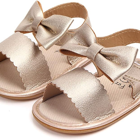 Golden Color Fashion Cute Leather Bow Princess Sandals SDL7515A