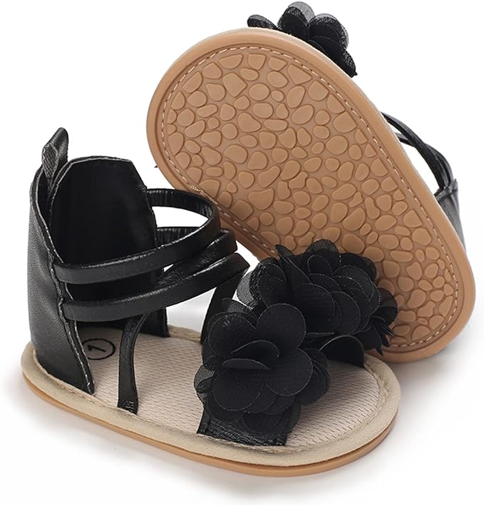 Black Cute Flower Princess Sandals SDL7514C