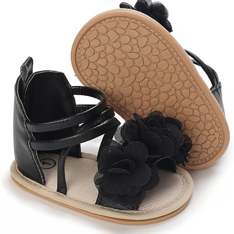 Black Cute Flower Princess Sandals SDL7514C