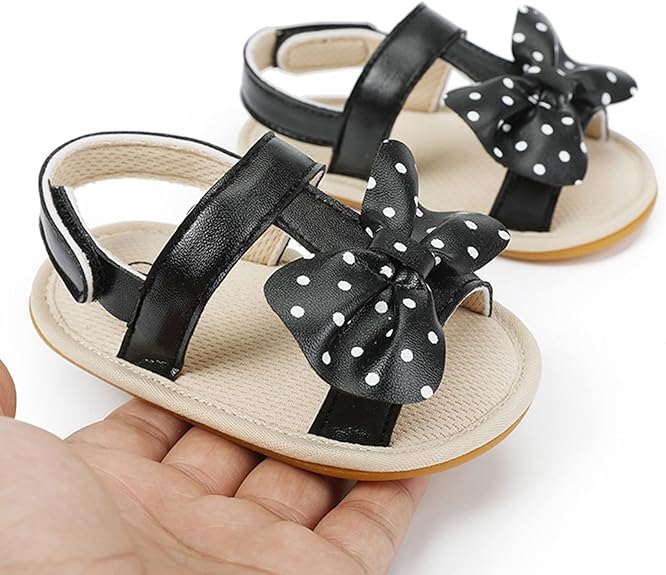 Black Bowknot Summer Adjustable Sandals SDL7513C