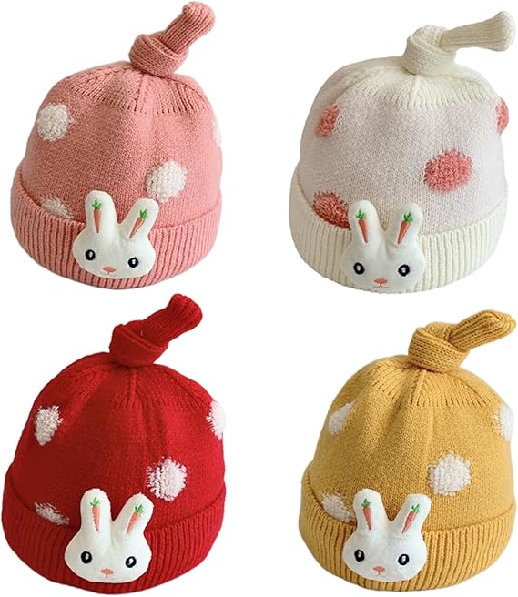 Pink Cute Rabbit Toddlers Hat Winter Knitted Woolen Warm Cap CP5076D