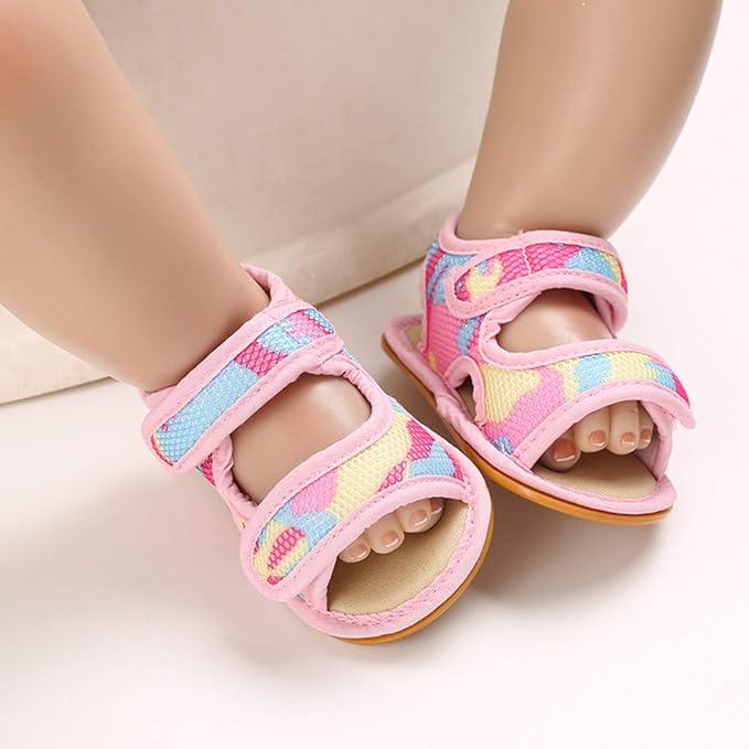 Pink & Yellow Camouflage Summer Cool Sandals SDL7534B