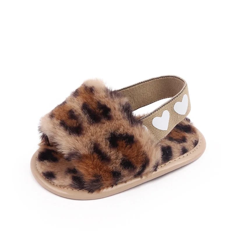 Brown Back Stripes Fur Slippers SLP8001A