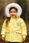 Girls Yellow Warm Inner Furr Hoodied Puffer Jacket HJ6202D