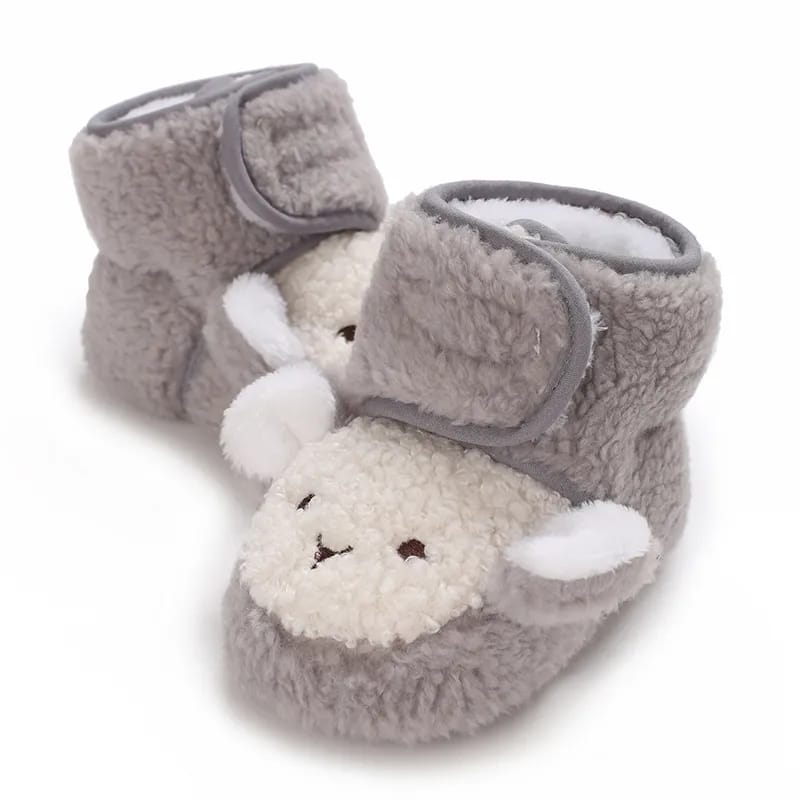 Gray Cute Panda Animal Style Baby Fleece Warm Shoes SH7130B