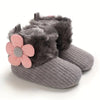 Gray Girls' Winter Snow Boots - Slip-On Ankle-High Cold Weather Shoes with Soft Fabric Sole, Warm Toddler Shoes SH7171A