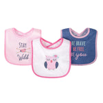 HB Pink & Blue Owl Pack of 3 Towel Bibs BB2003E