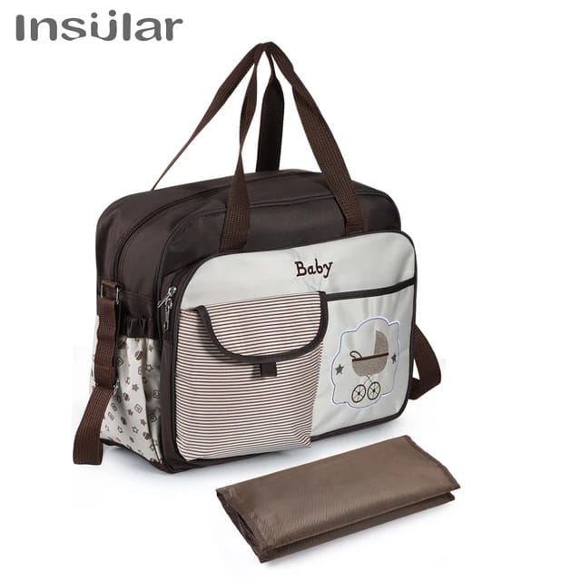 Brown Baby Diaper Bag Maternity Nappy Bag Waterproof Travel Stroller Bag BG5555A