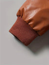 Cozy & Stylish Fleece-Lined Leather Jacket - Warm Brown Zip-Up with Faux Fur Trim, Long Sleeve, High Quality Outerwear for Winter & Fall HJ6210D