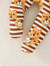 Newborn Lion Print Long Sleeve Onesie and Lion Print Long Pants with a Hat BS6140I