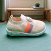 Beige Color Baby Soft Bottom Walking Sneakers Toddler Rubber Sole Cartoon Character First Walkers Infant Shoes SH7168E