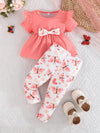 Girls' Butterfly Print Casual Trousers Set, Perfect for Outdoor FD6125C