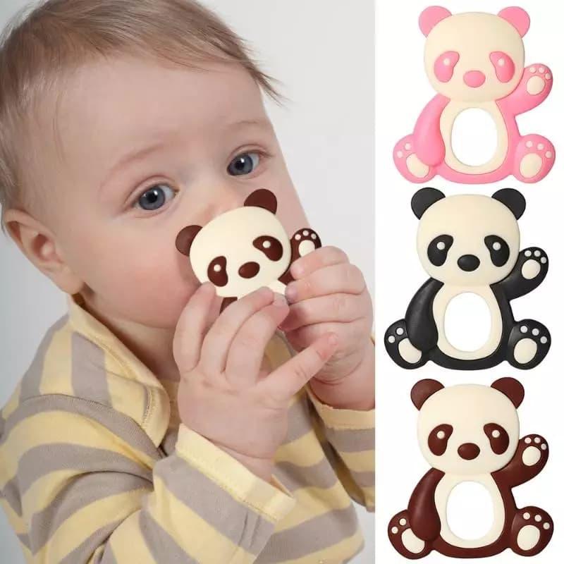 Pink Ecofriendly Silicone Rubber Panda Cartoon Teether BCP1007A