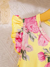 Charming Girls' Summer Dress with Ruffle Sleeves - Vibrant Floral Print & Star Sequins FD6110H