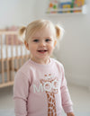 JF 2 PC Baby Pink Happy Mood Autumn & Winter Terry Fabric Track Suit, Sweatshirt and Trouser Set TS6418B