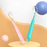 Pink 2 Pcs Silicone Training Spoon, Rounded Edge Double Head Baby Silicone Food Spoon Set FS109B