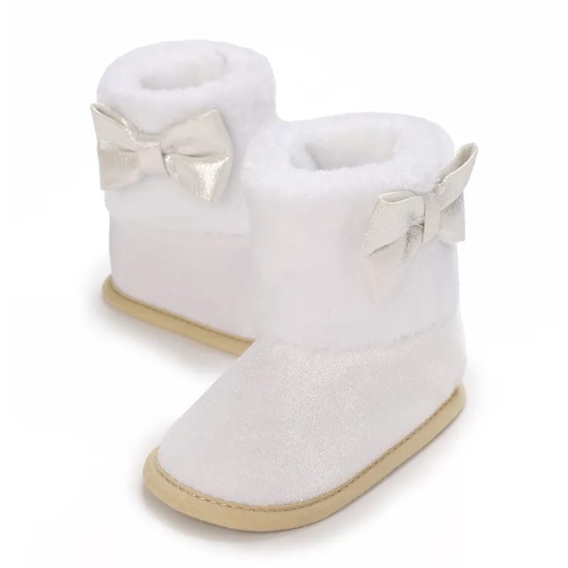 White Baby Girls High-top Warm Winter Shoes SH7126C