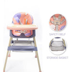 Pink Convertible Baby High Chair with Removable Tray & Adjustable Legs BCP1014B