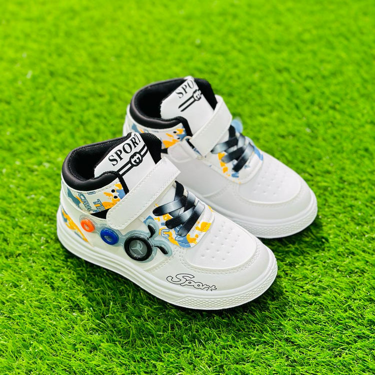 TYY White with Black Laces High Ankle Shoes SH7033A