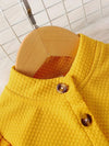 2pcs Baby's Cozy Comfort, Girls' Casual Floral Dress and Yellow Cardigan Set - Long Sleeve, Polyester, Round Neck, Non-Transparent, Knit Fabric - Perfect for Spring/Fall FD6102G