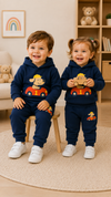 Navy Blue Cartoon Design Baby sweatshirt & Trouser Set - Soft Fleece Stuff, Machine Washable - Perfect for Winter, Perfect for Outdoor TS6419P