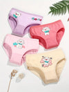 4pcs Girls' Cotton Briefs - Cute Bear Print, Cartoon Design, Medium Stretch, Regular Fit Underwear for Youngsters US6113F